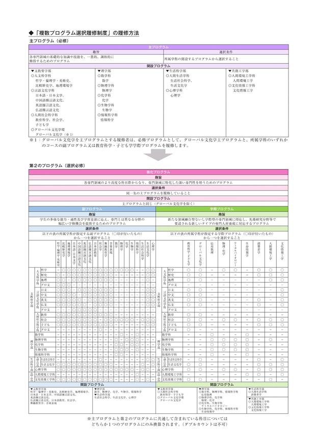 複数プログラム選択履修制度の履修方法